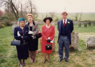 Molly's sister Stella Turner, Sarah, Molly and James at Robert's wedding in April 1996 