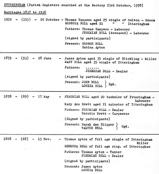 Ayton & Bell marriages